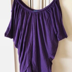WOMEN'S PURPLE DRAPE SUMMER SPRING TOP ROUGING BLOUSE SIZE S SPAGHETTI STRAP